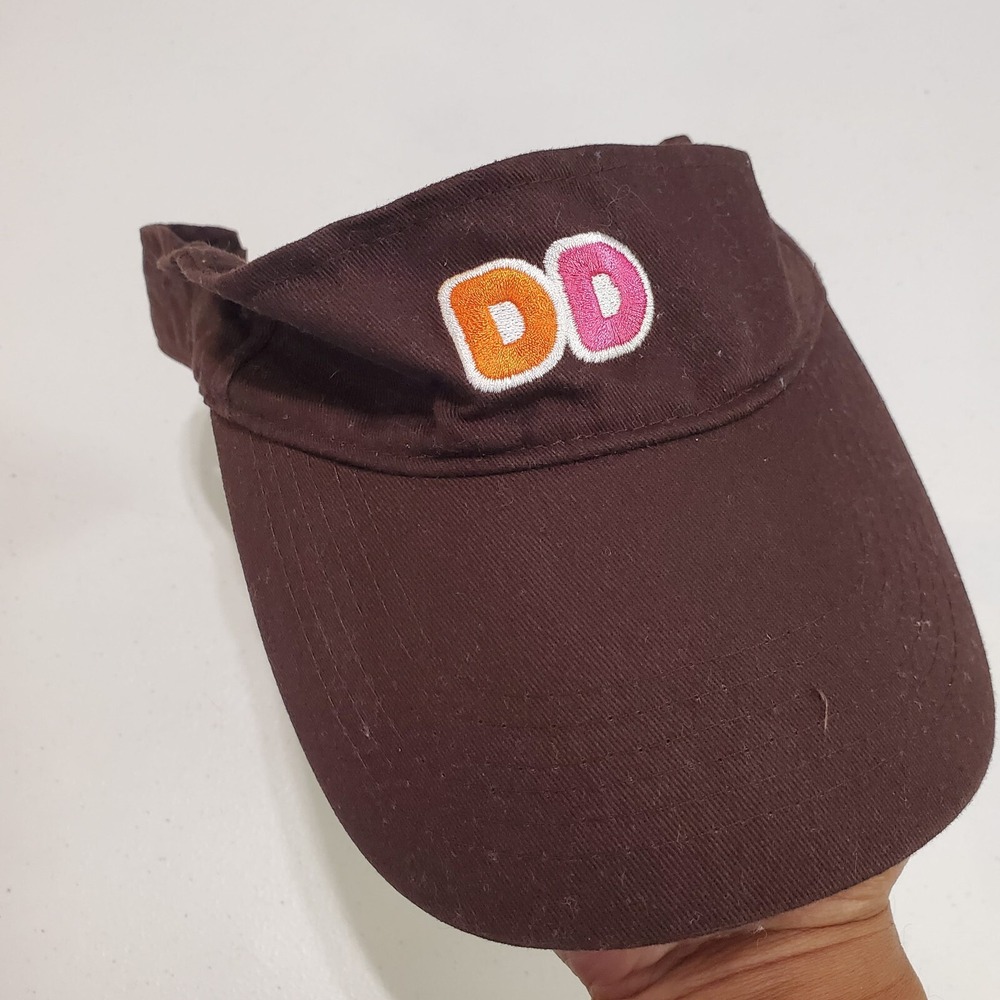 Dunkin Donuts Men Hat One Size Brown‎ Visor Logo Embroidered Adjustable